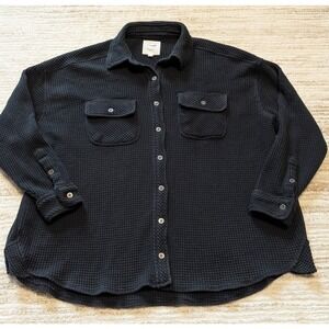Aerie LumberJane Waffle Knit Shirt Sz XXS Oversized Long Sleeve Shacket Button